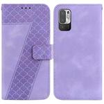 For Xiaomi Redmi Note 10 5G/Poco M3 Pro 7-shaped Embossed Leather Phone Case(Purple)