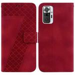 For Xiaomi Redmi Note 10 Lite/Note 10 Pro 7-shaped Embossed Leather Phone Case(Red)