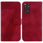 For Xiaomi Redmi Note 11 Global/Note 11S 7-shaped Embossed Leather Phone Case(Red)