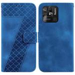 For Xiaomi Redmi 10C 7-shaped Embossed Leather Phone Case(Blue)