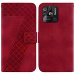 For Xiaomi Redmi 10C 7-shaped Embossed Leather Phone Case(Red)