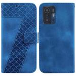 For Xiaomi 11T/11T Pro 7-shaped Embossed Leather Phone Case(Blue)