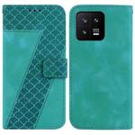 For Xiaomi 13 5G 7-shaped Embossed Leather Phone Case(Green)