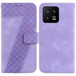 For Xiaomi 13 5G 7-shaped Embossed Leather Phone Case(Purple)