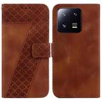 For Xiaomi 13 Pro 7-shaped Embossed Leather Phone Case(Brown)