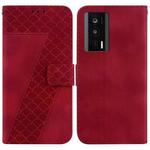 For Xiaomi Poco F5 Pro/Redmi K60/K60 Pro 7-shaped Embossed Leather Phone Case(Red)