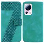 For Xiaomi 13 Lite/Civi 2 7-shaped Embossed Leather Phone Case(Green)