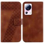 For Xiaomi 13 Lite/Civi 2 7-shaped Embossed Leather Phone Case(Brown)