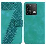 For Xiaomi Redmi Note 13 5G 7-shaped Embossed Leather Phone Case(Green)