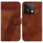 For Xiaomi Redmi Note 13 5G 7-shaped Embossed Leather Phone Case(Brown)