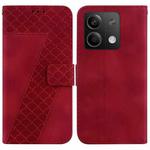 For Xiaomi Redmi Note 13 5G 7-shaped Embossed Leather Phone Case(Red)