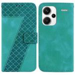 For Xiaomi Redmi Note 13 Pro+ 5G 7-shaped Embossed Leather Phone Case(Green)