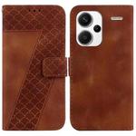 For Xiaomi Redmi Note 13 Pro+ 5G 7-shaped Embossed Leather Phone Case(Brown)