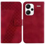 For Xiaomi Redmi Note 13 Pro+ 5G 7-shaped Embossed Leather Phone Case(Red)