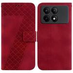 For Xiaomi Redmi K70E / Poco X6 Pro 7-shaped Embossed Leather Phone Case(Red)