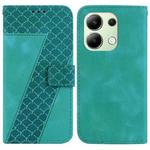 For Xiaomi Redmi Note 13 4G Global 7-shaped Embossed Leather Phone Case(Green)