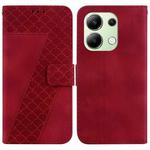 For Xiaomi Redmi Note 13 4G Global 7-shaped Embossed Leather Phone Case(Red)