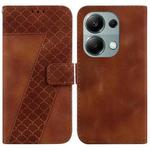 For Xiaomi Redmi Note 13 Pro 4G 7-shaped Embossed Leather Phone Case(Brown)