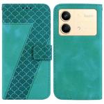 For Xiaomi Redmi Note 13R Pro 7-shaped Embossed Leather Phone Case(Green)