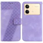 For Xiaomi Redmi Note 13R Pro 7-shaped Embossed Leather Phone Case(Purple)