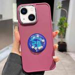 For iPhone 14 Electroplated Lens Ring Dice Phone Case(Wine Red)