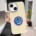 For iPhone 14 Electroplated Lens Ring Dice Phone Case(White)