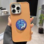 For iPhone 14 Pro Electroplated Lens Ring Dice Phone Case(Brown)