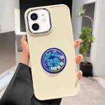 For iPhone 12 Electroplated Lens Ring Dice Phone Case(White)