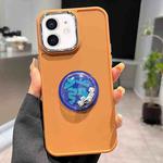 For iPhone 12 Electroplated Lens Ring Dice Phone Case(Brown)