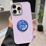 For iPhone 12 Pro Electroplated Lens Ring Dice Phone Case(Purple)