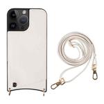 For iPhone 14 Pro Fish Tail Card Slot PU + TPU Phone Case with Long Lanyard(White)