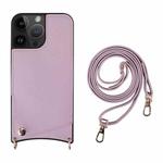For iPhone 13 Pro Max Fish Tail Card Slot PU + TPU Phone Case with Long Lanyard(Purple)