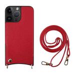 For iPhone 13 Pro Fish Tail Card Slot PU + TPU Phone Case with Long Lanyard(Red)