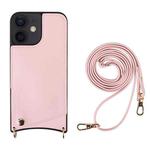 For iPhone 12 / 12 Pro Fish Tail Card Slot PU + TPU Phone Case with Long Lanyard(Pink)