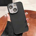 For iPhone 14 Electroplated Lens Frame Phone Case with Lens Film(Black)