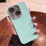 For iPhone 14 Electroplated Lens Frame Phone Case with Lens Film(Mint Green)