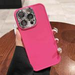 For iPhone 13 Pro Max Electroplated Lens Frame Phone Case with Lens Film(Rose Red)