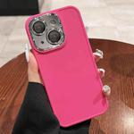 For iPhone 13 Electroplated Lens Frame Phone Case with Lens Film(Rose Red)