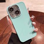 For iPhone 13 Electroplated Lens Frame Phone Case with Lens Film(Mint Green)