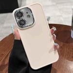 For iPhone 12 Electroplated Lens Frame Phone Case with Lens Film(Light Pink)