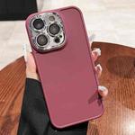 For iPhone 12 Pro Electroplated Lens Frame Phone Case with Lens Film(Wine Red)