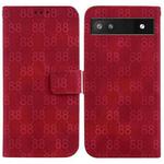 For Google Pixel 6a Double 8-shaped Embossed Leather Phone Case(Red)