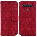 For LG K61 Double 8-shaped Embossed Leather Phone Case(Red)