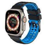 For Apple Watch Ultra 49mm Twill Dual-row Buckle Silicone Watch Band(Black Blue)