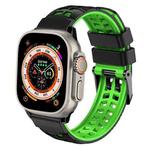 For Apple Watch Ultra 49mm Twill Dual-row Buckle Silicone Watch Band(Black Green)