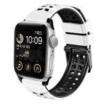 For Apple Watch 8 41mm Twill Dual-row Buckle Silicone Watch Band(White Black)