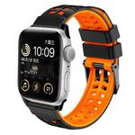 For Apple Watch 8 45mm Twill Dual-row Buckle Silicone Watch Band(Black Orange)