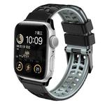 For Apple Watch SE 44mm Twill Dual-row Buckle Silicone Watch Band(Black Grey)