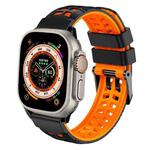 For Apple Watch Ultra 2 49mm Twill Dual-row Buckle Silicone Watch Band(Black Orange)