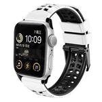 For Apple Watch Series 9 45mm Twill Dual-row Buckle Silicone Watch Band(White Black)